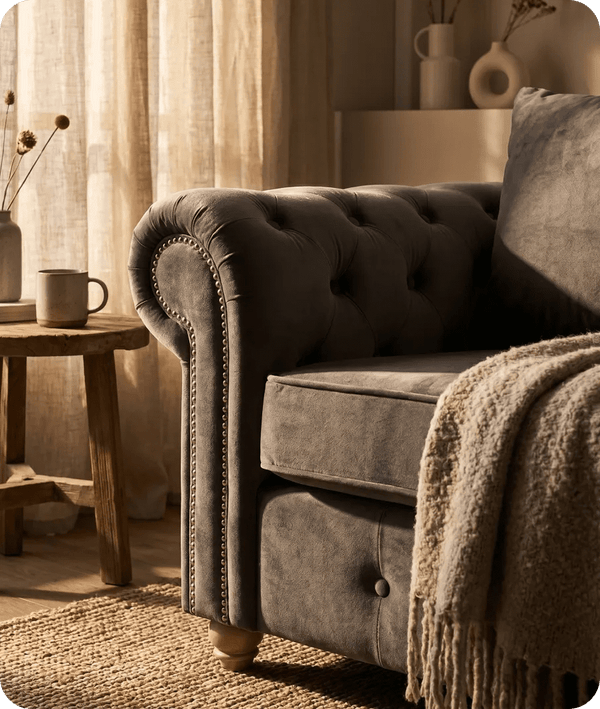 Haven Grey Fabric Velvet Armchair