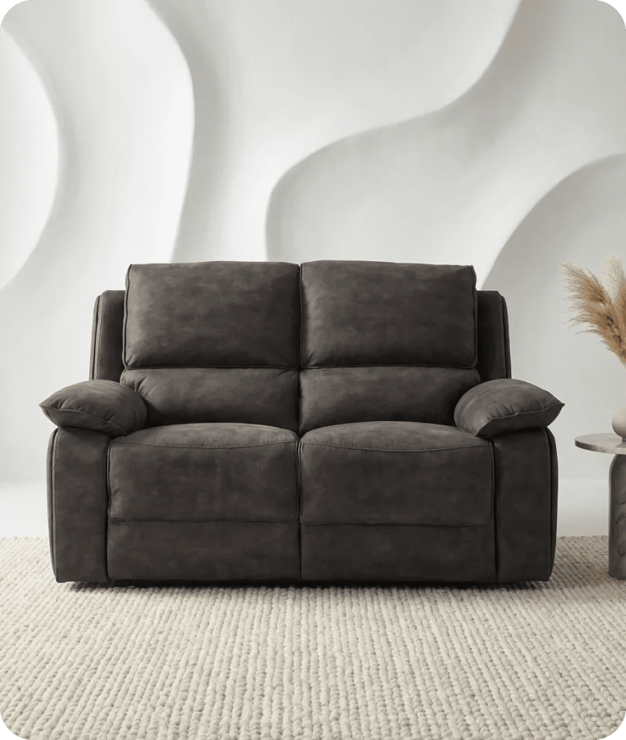 Chelsea Grey Suede Fabric Electric Recliner 2 Seater Sofa - Sofa-Direct