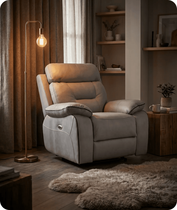 foster-light-grey-fabric-electric-recliner-armchair-in-a-uk-living-room