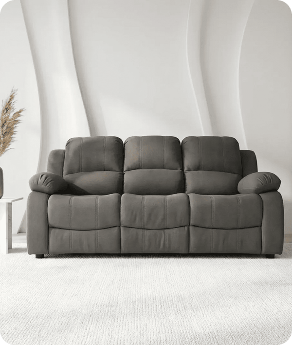 Veloura Grey Leather 3 Seater Sofa