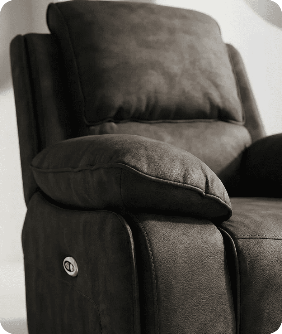 Chelsea Grey Suede Fabric Electric Recliner Armchair - Sofa-Direct