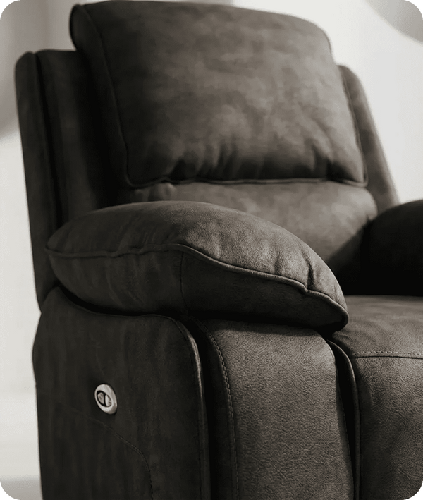 Chelsea Grey Suede Fabric Electric Recliner Armchair - Sofa-Direct