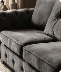 Haven Grey Fabric Velvet 2 Seater Sofa - Sofa-Direct
