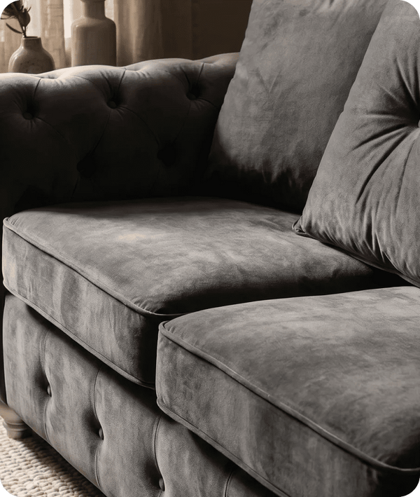Haven Grey Fabric Velvet 2 Seater Sofa