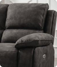 Chelsea Grey Suede Fabric Electric Recliner 2 Seater Sofa - Sofa-Direct