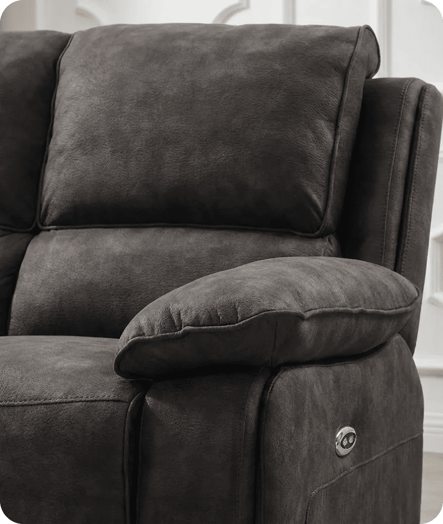 Chelsea Grey Suede Fabric Electric Recliner 2 Seater Sofa - Sofa-Direct