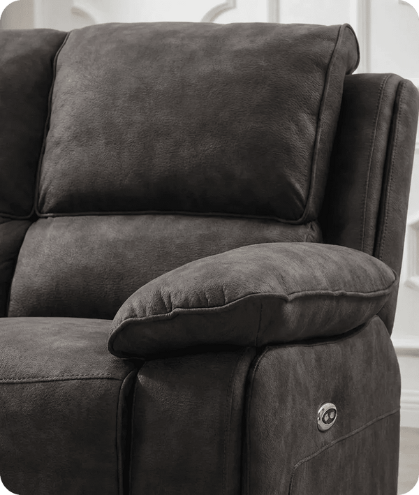 Chelsea Grey Suede Fabric Electric Recliner 2 Seater Sofa - Sofa-Direct