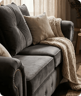 Haven Grey Fabric Velvet 3 Seater Sofa - Sofa-Direct