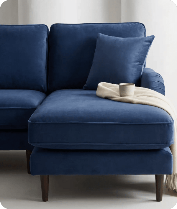 Durham Navy Fabric Right Hand Corner Sofa