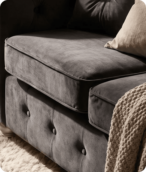Haven Grey Fabric Velvet Corner Sofa
