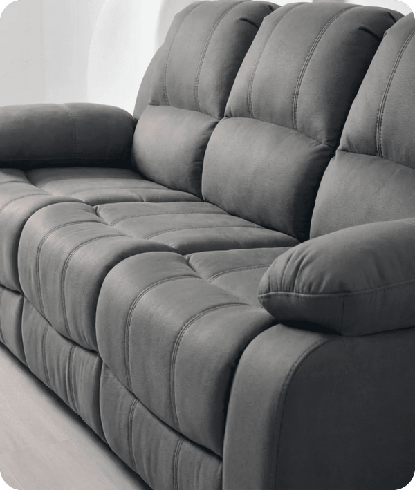 Veloura Grey Leather 3 Seater Sofa