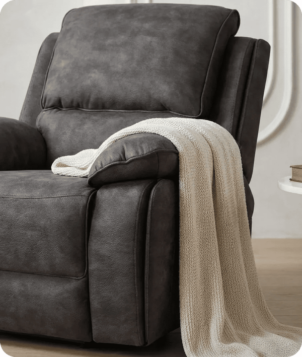 Chelsea Grey Suede Fabric Electric Recliner Armchair - Sofa-Direct