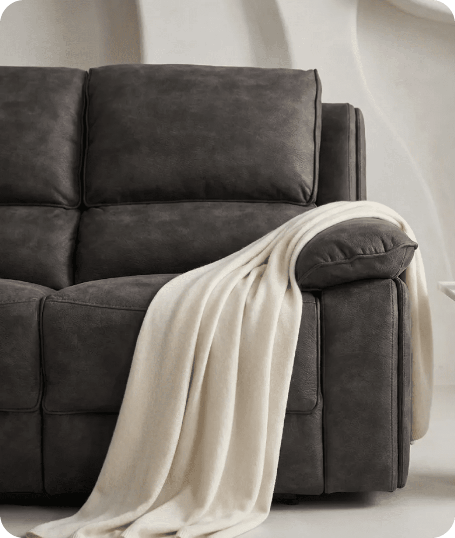 Chelsea Grey Suede Fabric Electric Recliner 2 Seater Sofa - Sofa-Direct
