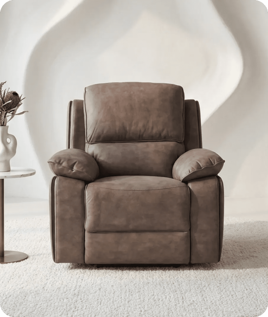 Chelsea Brown Suede Fabric Electric Recliner Armchair - Sofa-Direct