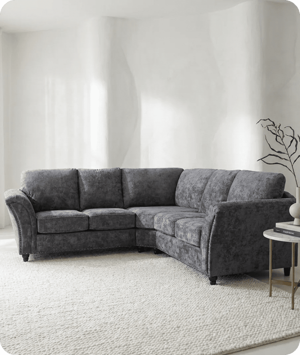 Cotswold Grey Fabric High Back Corner Sofa