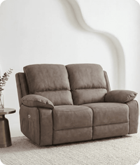 Chelsea Brown Suede Fabric Electric Recliner 2 Seater Sofa - Sofa-Direct