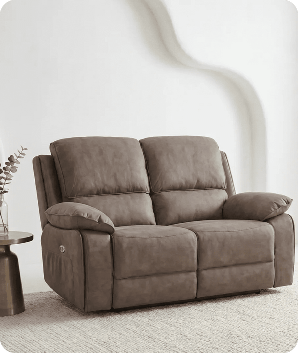 Chelsea Brown Suede Fabric Electric Recliner 2 Seater Sofa