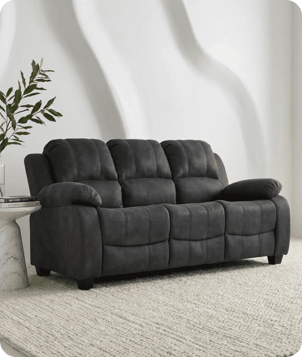 Veloura Charcoal Fabric 3 Seater Sofa