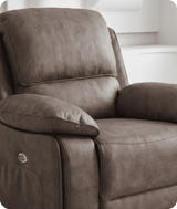 Chelsea Brown Suede Fabric Electric Recliner Armchair - Sofa-Direct