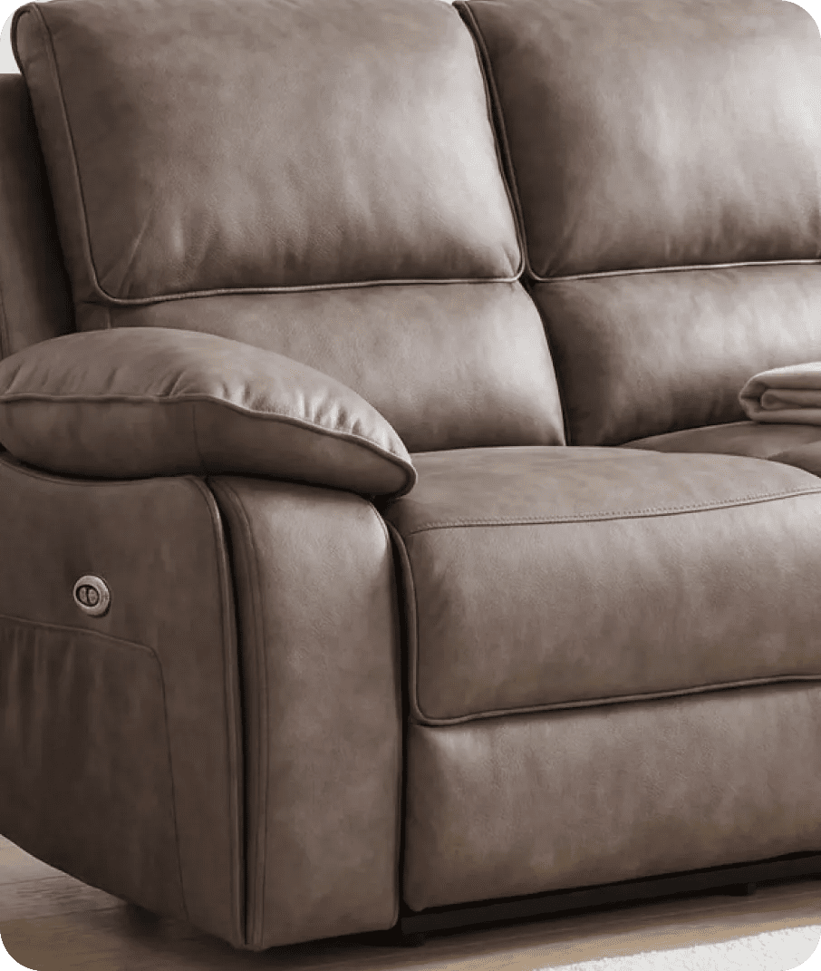 Chelsea Brown Suede Fabric Electric Recliner 2 Seater Sofa - Sofa-Direct
