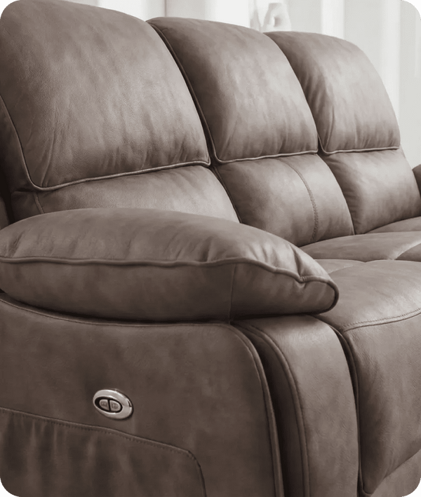Chelsea Brown Suede Fabric Electric Recliner 3 Seater Sofa