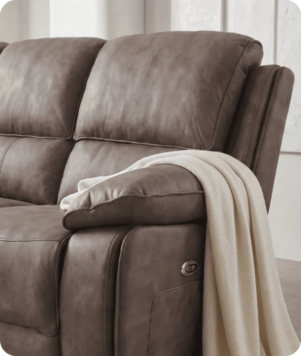 Chelsea Brown Suede Fabric Electric Recliner 3 Seater Sofa