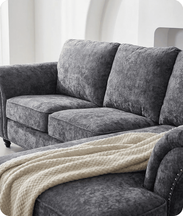 Cotswold Grey Fabric High Back Corner Sofa