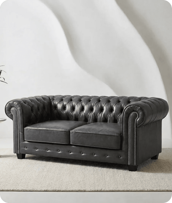 Windsor Classic Grey Leather Antique 3 Seater Sofa
