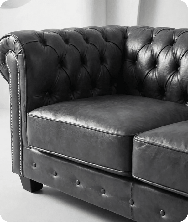 Windsor Classic Grey Leather Antique 3 Seater Sofa