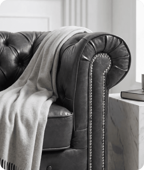 Windsor Classic Grey Leather Antique Armchair