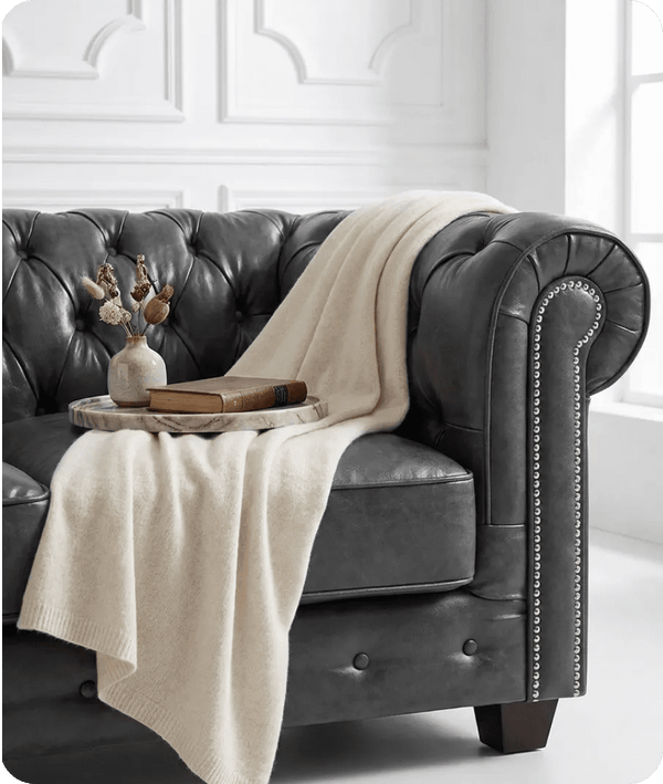 Windsor Classic Grey Leather Antique 2 Seater Sofa
