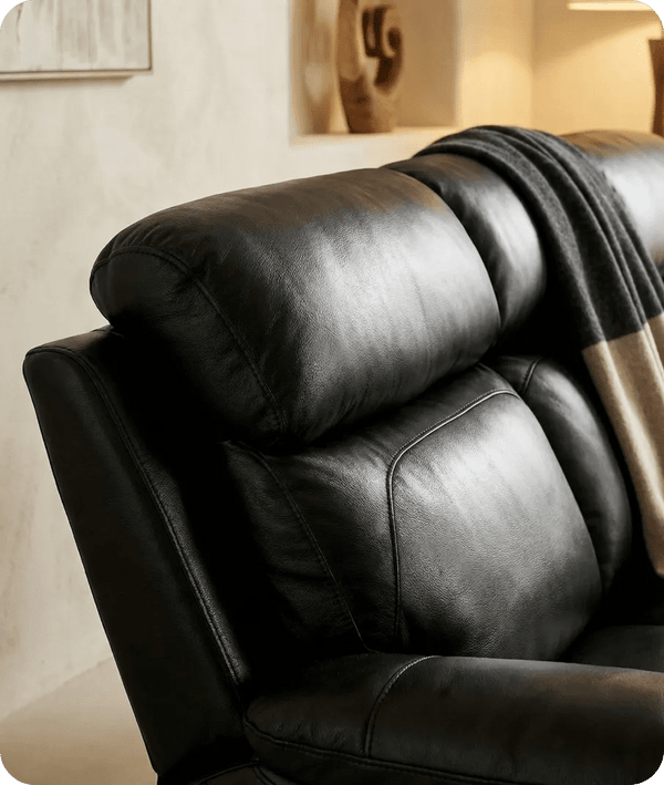 Torino Genuine Leather Black Electric Power Recliner 3 Seater