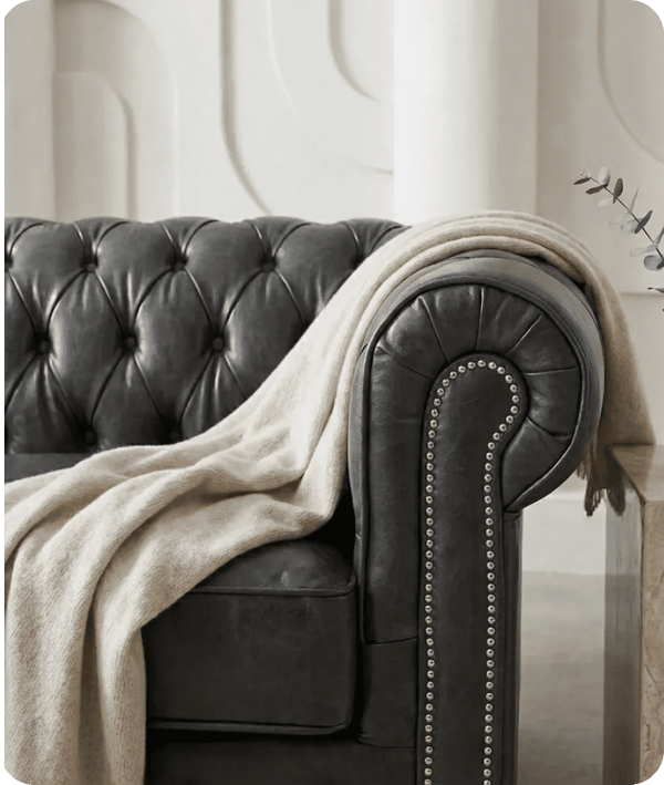 Windsor Classic Grey Leather Antique 3 Seater Sofa