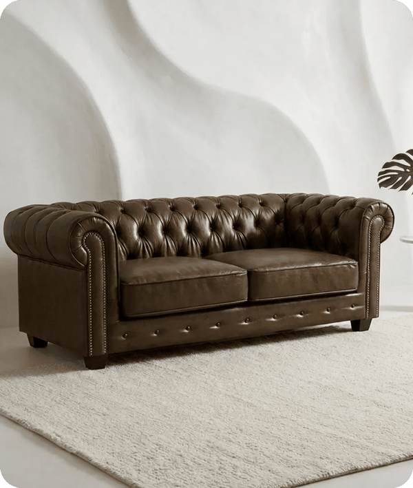 Windsor Classic Brown Leather Antique 3 Seater Sofa