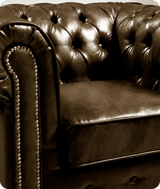 Chesterfield Brown Leather Antique Armchair - Sofa-Direct