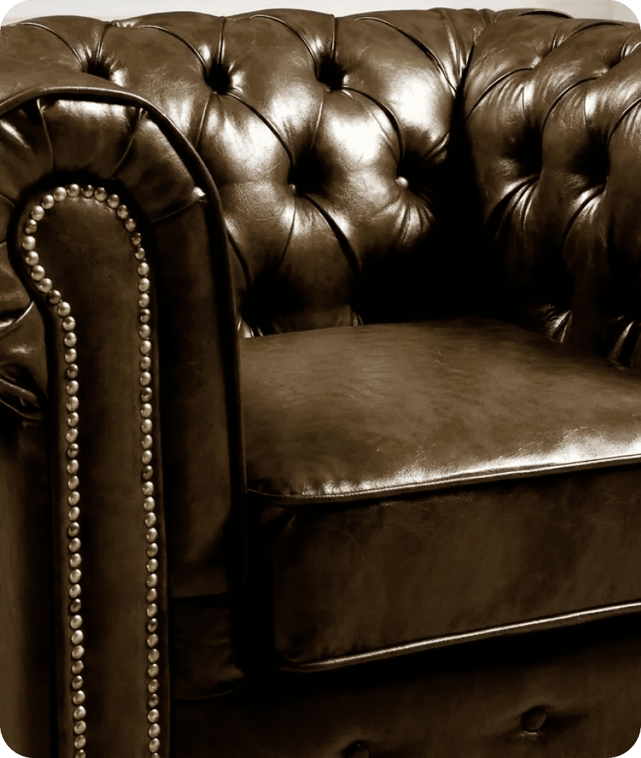 Chesterfield Brown Leather Antique Armchair - Sofa-Direct