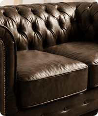Chesterfield Brown Leather Antique 2 Seater Sofa - Sofa-Direct