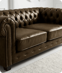 Chesterfield Brown Leather Antique 3 Seater Sofa - Sofa-Direct