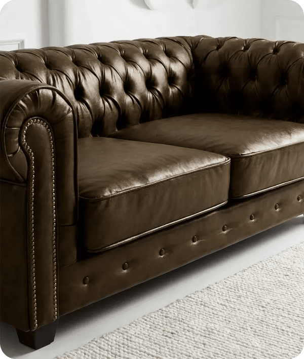 Windsor Classic Brown Leather Antique 3 Seater Sofa