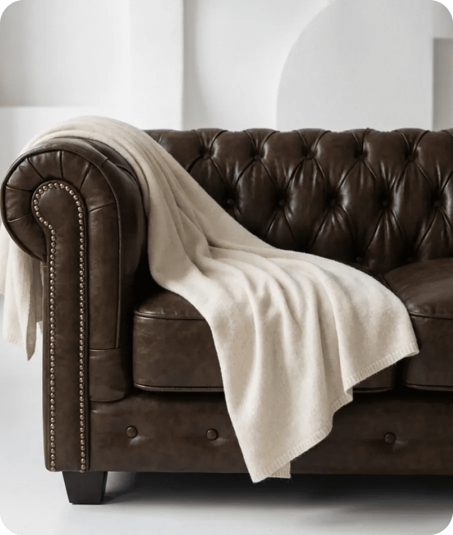 Chesterfield Brown Leather Antique 2 Seater Sofa - Sofa-Direct