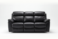Torino Genuine Leather Black 3 Seater