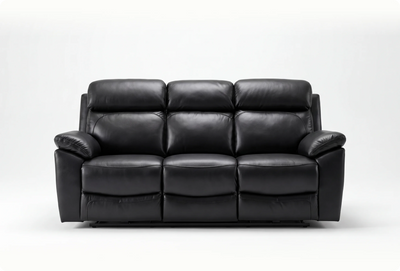 Torino Genuine Leather Black Electric Power Recliner 3 Seater