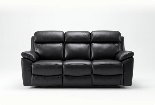 Torino Genuine Leather Black 3 Seater