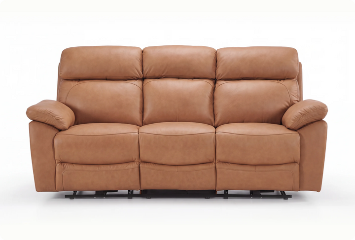 Torino Genuine Leather Caramel 3 Seater Sofa