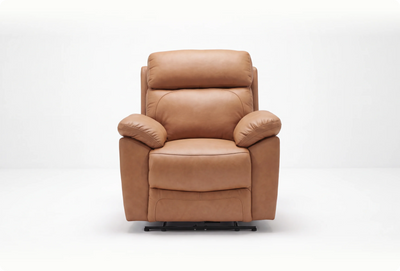 Torino Genuine Leather Caramel Electric Power Recliner Armchair