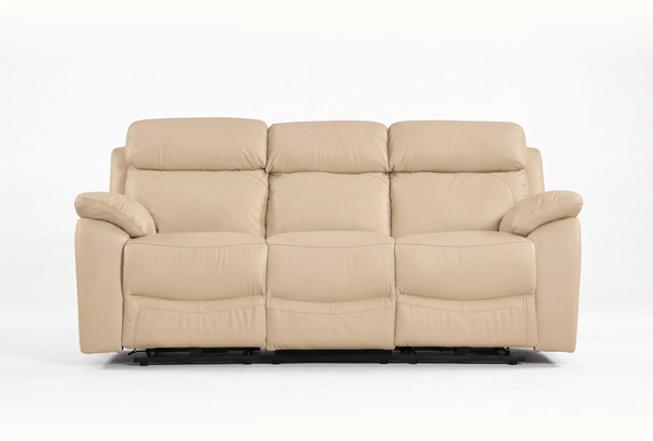 Torino Genuine Leather Cream 3 Seater Sofa