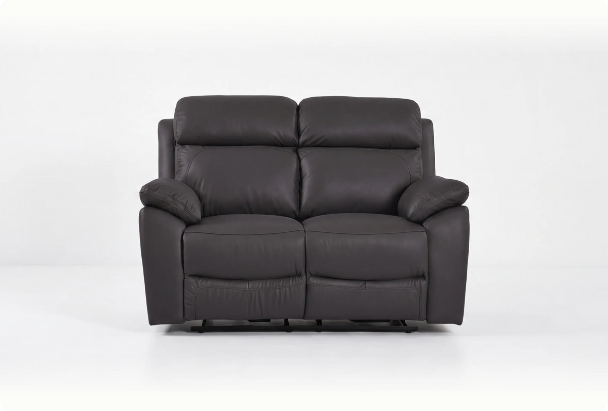 Torino Genuine Leather Grey 2 Seater Sofa