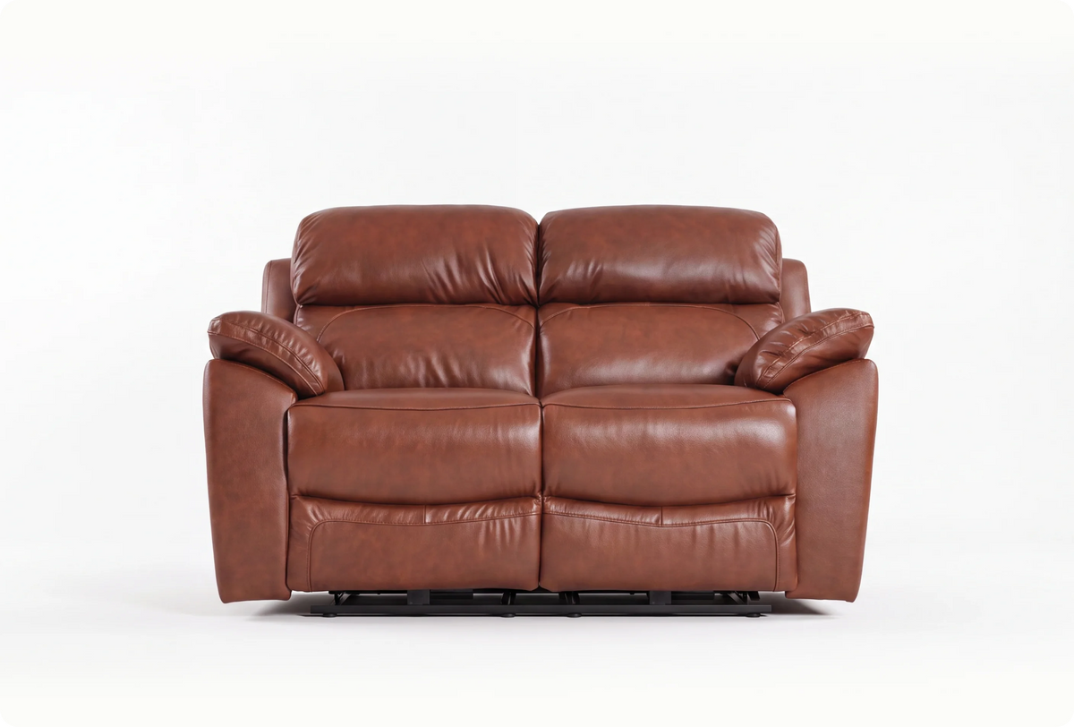 Torino Genuine Leather Tan 2 Seater Sofa