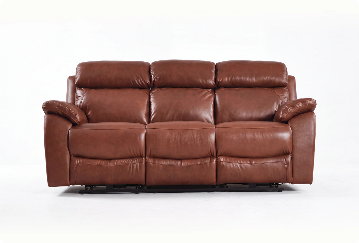 Torino Genuine Leather Tan 3 Seater Sofa