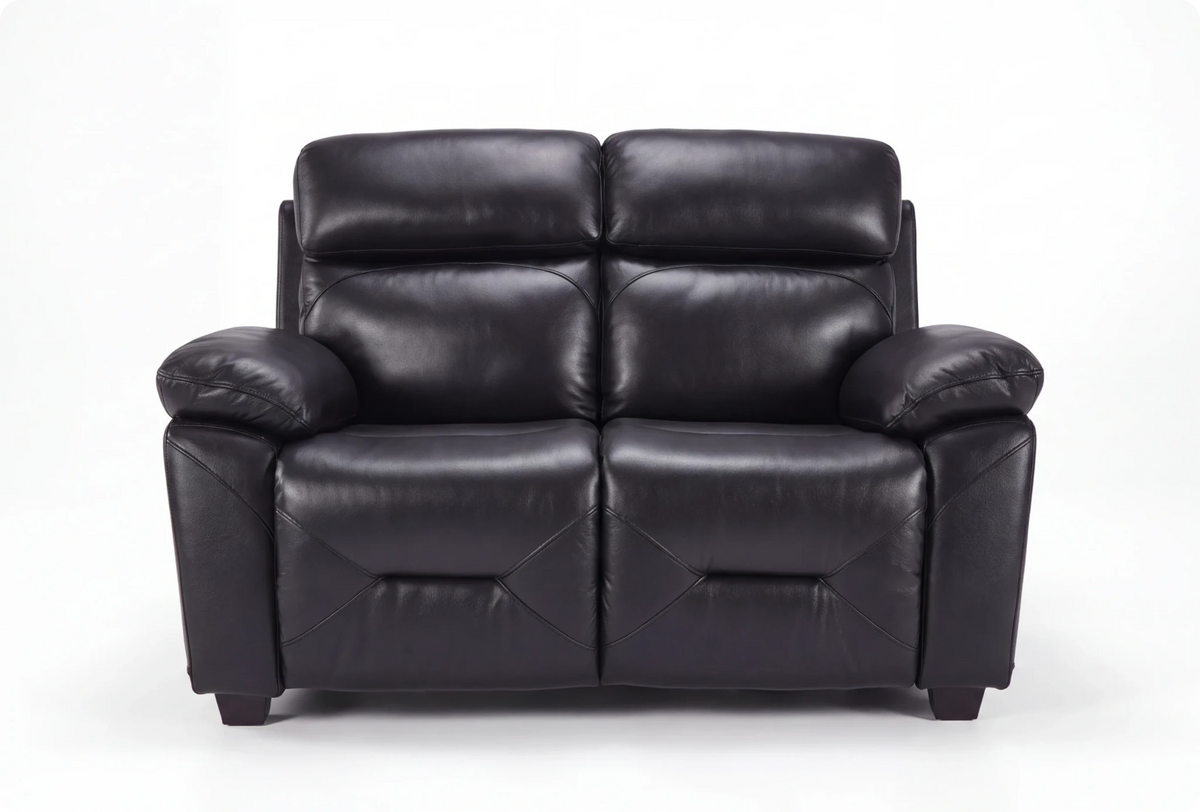 Velmont Genuine Leather Black 2 Seater Sofa